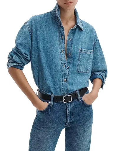 rag & bone Women's Connie Ultra Featherweight Denim Button-Front Shirt - Everglade | Thumbnail 3 rag & bone Women's Connie Ultra Featherweight Denim Button-Front Shirt - Everglade | Thumbnail 3