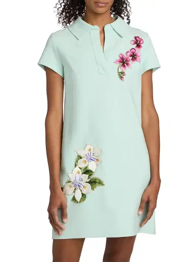 Oscar de la Renta Women's Embroidered Wool Shift Minidress | Thumbnail 3 Oscar de la Renta Women's Embroidered Wool Shift Minidress | Thumbnail 3