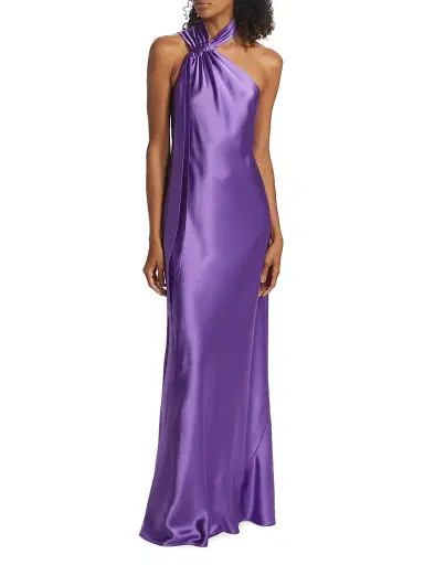 Galvan London Women's Ushuaia Satin Tieneck Gown - Black Currant | Thumbnail 3 Galvan London Women's Ushuaia Satin Tieneck Gown - Black Currant | Thumbnail 3