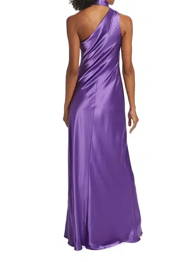 Galvan London Women's Ushuaia Satin Tieneck Gown - Black Currant | Thumbnail 5 Galvan London Women's Ushuaia Satin Tieneck Gown - Black Currant | Thumbnail 5