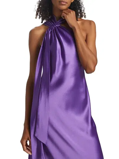 Galvan London Women's Ushuaia Satin Tieneck Gown - Black Currant | Thumbnail 6 Galvan London Women's Ushuaia Satin Tieneck Gown - Black Currant | Thumbnail 6