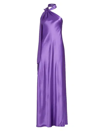 Galvan London Women's Ushuaia Satin Tieneck Gown - Black Currant | Thumbnail 1 Galvan London Women's Ushuaia Satin Tieneck Gown - Black Currant | Thumbnail 1