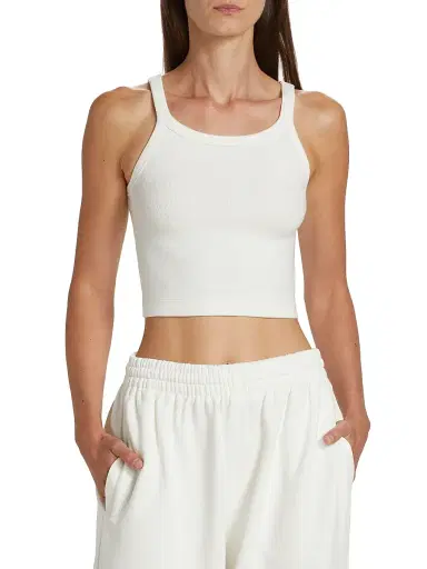 WARDROBE.NYC Women's Hailey Bieber Rib-Knit Tank Top - Off White | Thumbnail 3 WARDROBE.NYC Women's Hailey Bieber Rib-Knit Tank Top - Off White | Thumbnail 3