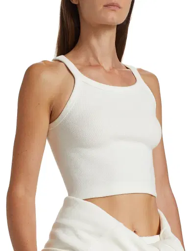 WARDROBE.NYC Women's Hailey Bieber Rib-Knit Tank Top - Off White | Thumbnail 6 WARDROBE.NYC Women's Hailey Bieber Rib-Knit Tank Top - Off White | Thumbnail 6