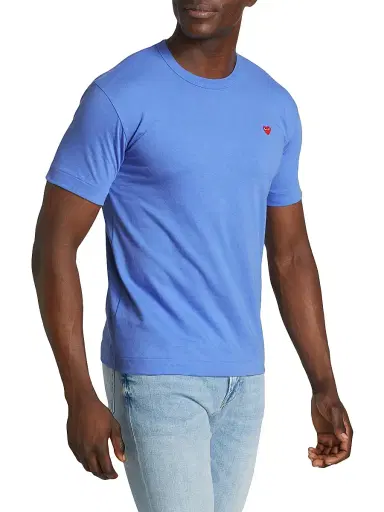 Comme des Garçons PLAY Men's Heart Crewneck T-Shirt - Blue | Thumbnail 4 Comme des Garçons PLAY Men's Heart Crewneck T-Shirt - Blue | Thumbnail 4