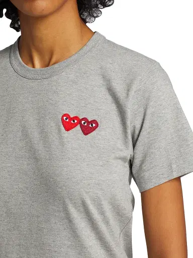 Comme des Garçons PLAY Women's Double Heart T-Shirt - Grey - Size XS | Thumbnail 6 Comme des Garçons PLAY Women's Double Heart T-Shirt - Grey - Size XS | Thumbnail 6