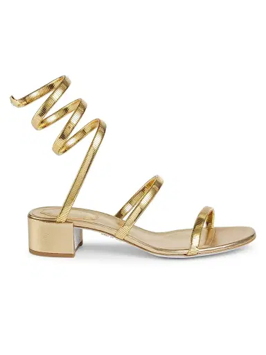 René Caovilla Women's 40MM Metallic Leather Wrap Sandals - Gold | Thumbnail 1 René Caovilla Women's 40MM Metallic Leather Wrap Sandals - Gold | Thumbnail 1