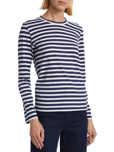 Comme des Garçons PLAY Women's Long-Sleeve Striped Cotton T-Shirt - Blue White Stripes - Size XS | Thumbnail 3 Comme des Garçons PLAY Women's Long-Sleeve Striped Cotton T-Shirt - Blue White Stripes - Size XS | Thumbnail 3
