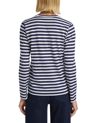 Comme des Garçons PLAY Women's Long-Sleeve Striped Cotton T-Shirt - Blue White Stripes - Size XS | Thumbnail 4 Comme des Garçons PLAY Women's Long-Sleeve Striped Cotton T-Shirt - Blue White Stripes - Size XS | Thumbnail 4