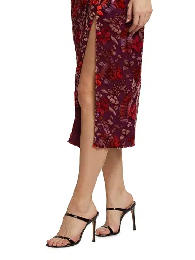 Markarian Women's Marla Velvet Burnout Midi-Dress - Burgundy Floral Burnout - Size 4 | Thumbnail 6 Markarian Women's Marla Velvet Burnout Midi-Dress - Burgundy Floral Burnout - Size 4 | Thumbnail 6
