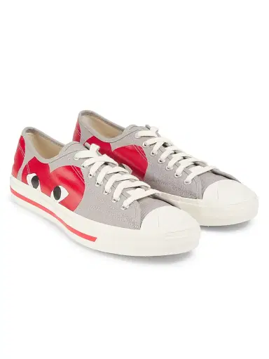 Comme des Garçons PLAY Men's x Converse Jack Purcell Sneakers - Grey Red | Thumbnail 2 Comme des Garçons PLAY Men's x Converse Jack Purcell Sneakers - Grey Red | Thumbnail 2