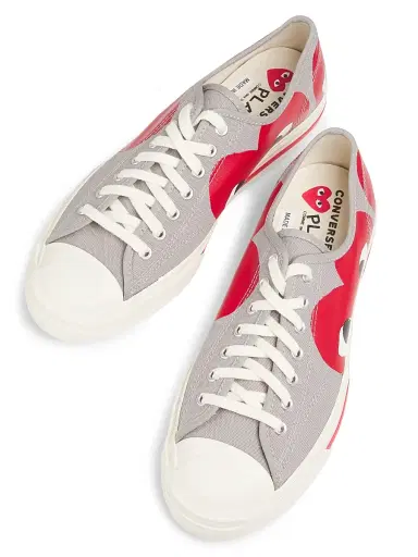 Comme des Garçons PLAY Men's x Converse Jack Purcell Sneakers - Grey Red | Thumbnail 4 Comme des Garçons PLAY Men's x Converse Jack Purcell Sneakers - Grey Red | Thumbnail 4