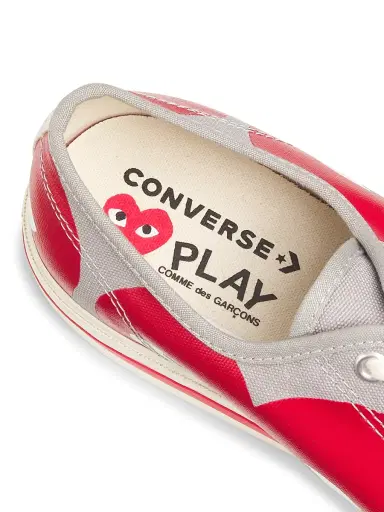 Comme des Garçons PLAY Men's x Converse Jack Purcell Sneakers - Grey Red | Thumbnail 5 Comme des Garçons PLAY Men's x Converse Jack Purcell Sneakers - Grey Red | Thumbnail 5