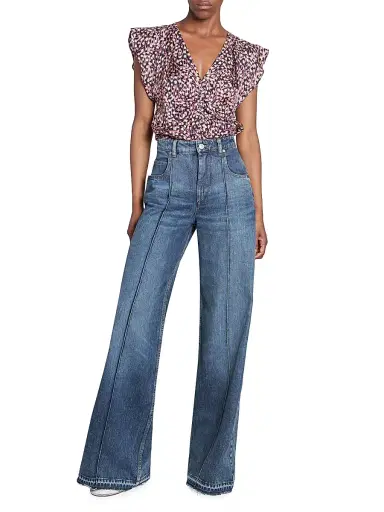 Isabel Marant Women's Lonea Floral Silk-Blend Top - Faded Night | Thumbnail 2 Isabel Marant Women's Lonea Floral Silk-Blend Top - Faded Night | Thumbnail 2