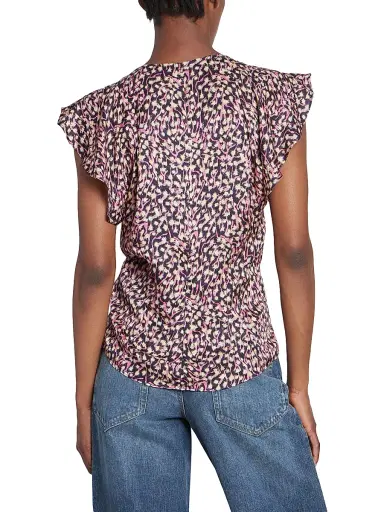 Isabel Marant Women's Lonea Floral Silk-Blend Top - Faded Night | Thumbnail 4 Isabel Marant Women's Lonea Floral Silk-Blend Top - Faded Night | Thumbnail 4