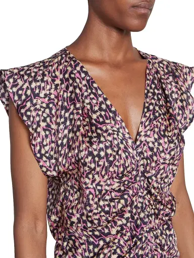 Isabel Marant Women's Lonea Floral Silk-Blend Top - Faded Night | Thumbnail 5 Isabel Marant Women's Lonea Floral Silk-Blend Top - Faded Night | Thumbnail 5