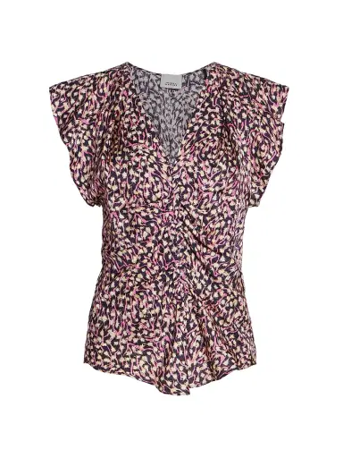 Isabel Marant Women's Lonea Floral Silk-Blend Top - Faded Night | Thumbnail 1 Isabel Marant Women's Lonea Floral Silk-Blend Top - Faded Night | Thumbnail 1
