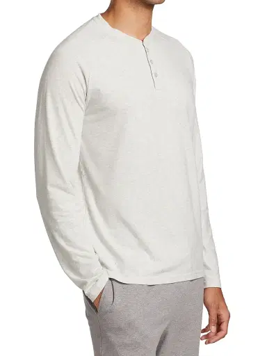 Saks Fifth Avenue Men's COLLECTION Heathered Henley Pajama Top | Thumbnail 4 Saks Fifth Avenue Men's COLLECTION Heathered Henley Pajama Top | Thumbnail 4
