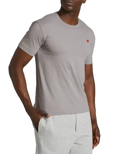 Comme des Garçons PLAY Men's Small Heart Crewneck T-Shirt - Grey - Size Small | Thumbnail 4 Comme des Garçons PLAY Men's Small Heart Crewneck T-Shirt - Grey - Size Small | Thumbnail 4