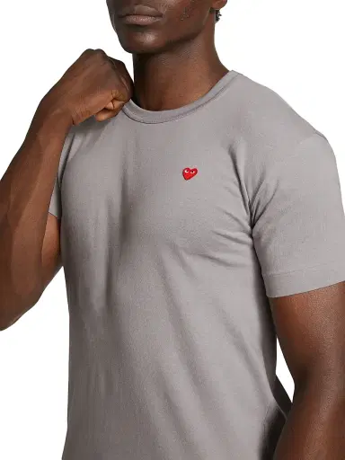Comme des Garçons PLAY Men's Small Heart Crewneck T-Shirt - Grey - Size Small | Thumbnail 6 Comme des Garçons PLAY Men's Small Heart Crewneck T-Shirt - Grey - Size Small | Thumbnail 6