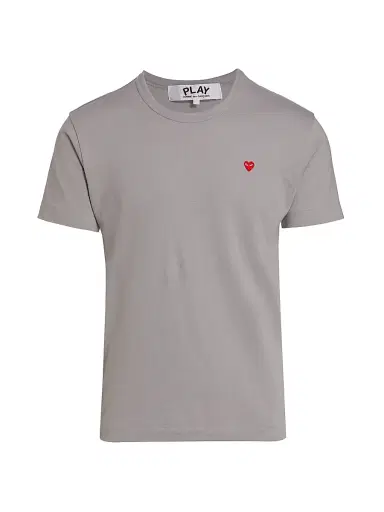 Comme des Garçons PLAY Men's Small Heart Crewneck T-Shirt - Grey - Size Small | Thumbnail 1 Comme des Garçons PLAY Men's Small Heart Crewneck T-Shirt - Grey - Size Small | Thumbnail 1