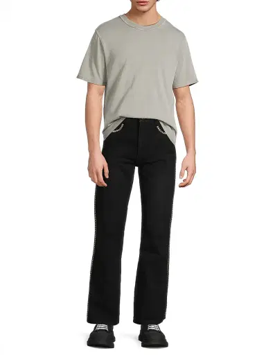 Midnight Rodeo Men's Persistence Of Memory Studded Bootcut Jeans - Jet Black Silver Studs | Thumbnail 2 Midnight Rodeo Men's Persistence Of Memory Studded Bootcut Jeans - Jet Black Silver Studs | Thumbnail 2