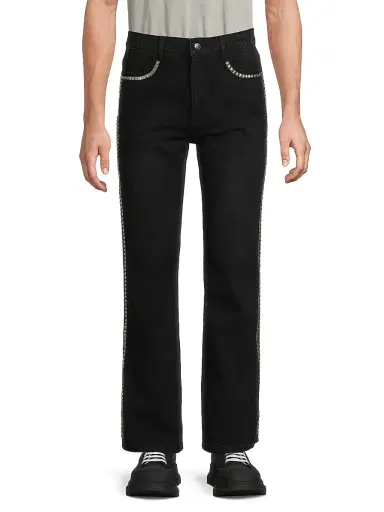 Midnight Rodeo Men's Persistence Of Memory Studded Bootcut Jeans - Jet Black Silver Studs | Thumbnail 3 Midnight Rodeo Men's Persistence Of Memory Studded Bootcut Jeans - Jet Black Silver Studs | Thumbnail 3