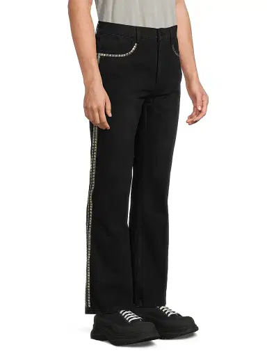 Midnight Rodeo Men's Persistence Of Memory Studded Bootcut Jeans - Jet Black Silver Studs | Thumbnail 4 Midnight Rodeo Men's Persistence Of Memory Studded Bootcut Jeans - Jet Black Silver Studs | Thumbnail 4