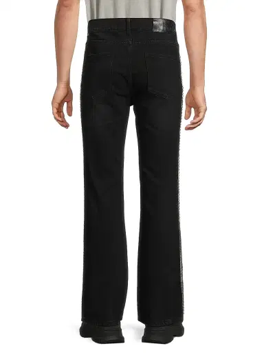 Midnight Rodeo Men's Persistence Of Memory Studded Bootcut Jeans - Jet Black Silver Studs | Thumbnail 5 Midnight Rodeo Men's Persistence Of Memory Studded Bootcut Jeans - Jet Black Silver Studs | Thumbnail 5