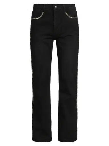 Midnight Rodeo Men's Persistence Of Memory Studded Bootcut Jeans - Jet Black Silver Studs | Thumbnail 1 Midnight Rodeo Men's Persistence Of Memory Studded Bootcut Jeans - Jet Black Silver Studs | Thumbnail 1