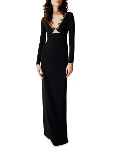 Ozgur Masur Women's Lace-Trimmed Cut-Out Gown | Thumbnail 3 Ozgur Masur Women's Lace-Trimmed Cut-Out Gown | Thumbnail 3