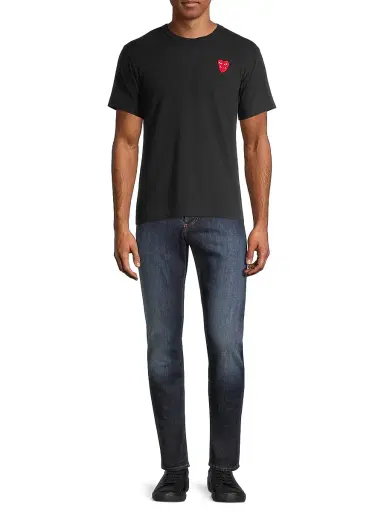 Comme des Garçons PLAY Men's Play Double Heart T-Shirt - Black | Thumbnail 2 Comme des Garçons PLAY Men's Play Double Heart T-Shirt - Black | Thumbnail 2
