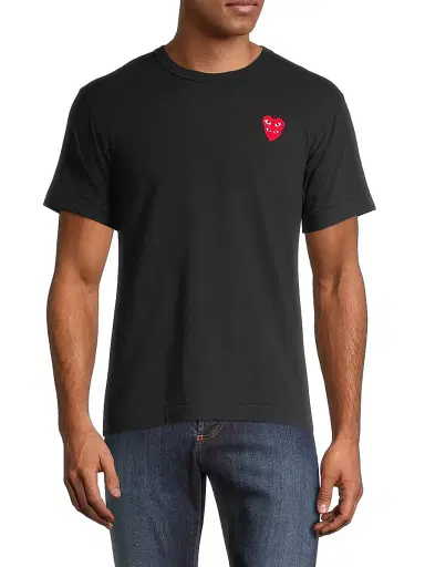 Comme des Garçons PLAY Men's Play Double Heart T-Shirt - Black | Thumbnail 3 Comme des Garçons PLAY Men's Play Double Heart T-Shirt - Black | Thumbnail 3
