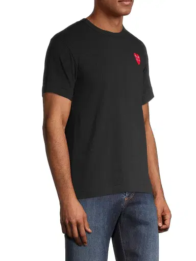 Comme des Garçons PLAY Men's Play Double Heart T-Shirt - Black | Thumbnail 4 Comme des Garçons PLAY Men's Play Double Heart T-Shirt - Black | Thumbnail 4