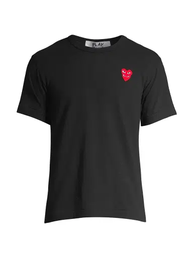 Comme des Garçons PLAY Men's Play Double Heart T-Shirt - Black | Thumbnail 1 Comme des Garçons PLAY Men's Play Double Heart T-Shirt - Black | Thumbnail 1