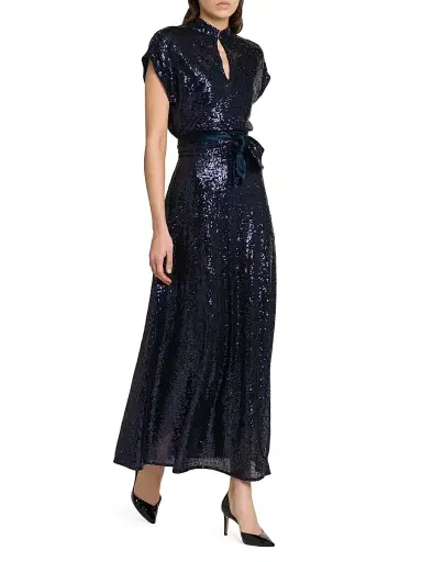 Kiton Women's Keyhole Sequin Midi-Dress | Thumbnail 2 Kiton Women's Keyhole Sequin Midi-Dress | Thumbnail 2