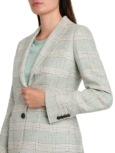 Kiton Women's Plaid Single-Breasted Blazer | Thumbnail 6 Kiton Women's Plaid Single-Breasted Blazer | Thumbnail 6