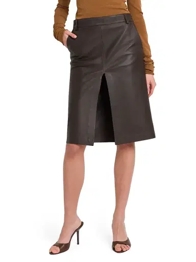 Armarium Women's Daria Leather Midi-Skirt - Chocolate | Thumbnail 3 Armarium Women's Daria Leather Midi-Skirt - Chocolate | Thumbnail 3