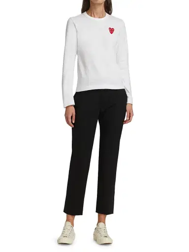 Comme des Garçons PLAY Women's Long-Sleeve Double Heart T-Shirt - White - Size XS | Thumbnail 2 Comme des Garçons PLAY Women's Long-Sleeve Double Heart T-Shirt - White - Size XS | Thumbnail 2
