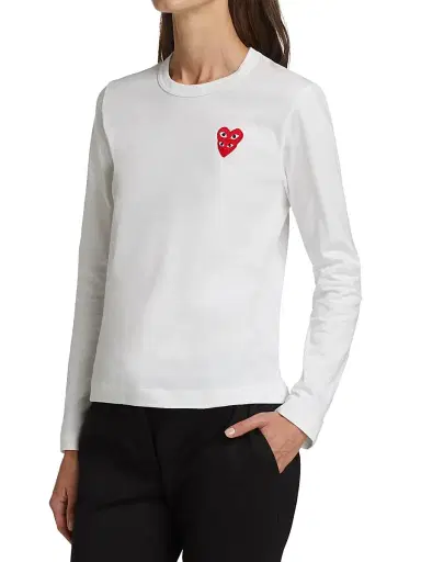 Comme des Garçons PLAY Women's Long-Sleeve Double Heart T-Shirt - White - Size XS | Thumbnail 4 Comme des Garçons PLAY Women's Long-Sleeve Double Heart T-Shirt - White - Size XS | Thumbnail 4