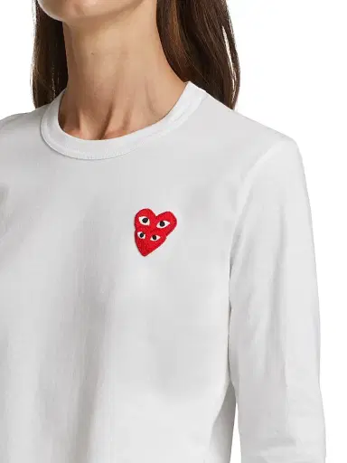 Comme des Garçons PLAY Women's Long-Sleeve Double Heart T-Shirt - White - Size XS | Thumbnail 6 Comme des Garçons PLAY Women's Long-Sleeve Double Heart T-Shirt - White - Size XS | Thumbnail 6