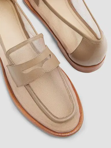 22élevé Women's Mesh Penny Loafers - Beige | Thumbnail 4 22élevé Women's Mesh Penny Loafers - Beige | Thumbnail 4