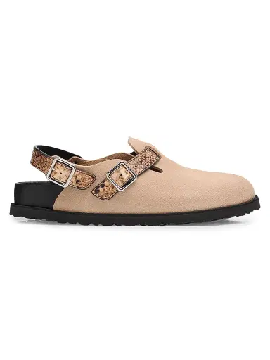 Birkenstock Women's Tokio Mixed Leather Slingback Mules - Snake | Thumbnail 1 Birkenstock Women's Tokio Mixed Leather Slingback Mules - Snake | Thumbnail 1