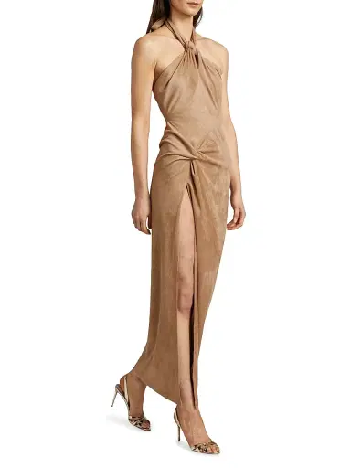 Ronny Kobo Women's Brigita Faux-Suede Halterneck Maxi Dress - Tan | Thumbnail 2 Ronny Kobo Women's Brigita Faux-Suede Halterneck Maxi Dress - Tan | Thumbnail 2