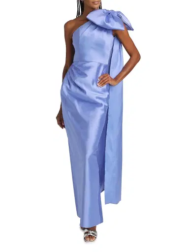 Alexia María Women's Elara Silk-Wool One-Shoulder Column Gown | Thumbnail 2 Alexia María Women's Elara Silk-Wool One-Shoulder Column Gown | Thumbnail 2