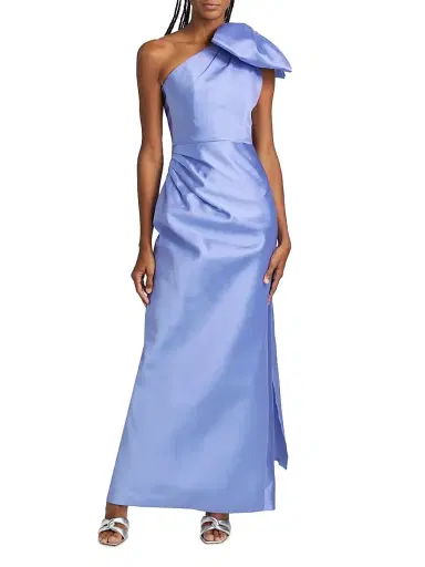 Alexia María Women's Elara Silk-Wool One-Shoulder Column Gown | Thumbnail 3 Alexia María Women's Elara Silk-Wool One-Shoulder Column Gown | Thumbnail 3