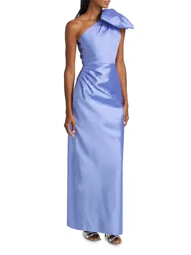 Alexia María Women's Elara Silk-Wool One-Shoulder Column Gown | Thumbnail 4 Alexia María Women's Elara Silk-Wool One-Shoulder Column Gown | Thumbnail 4