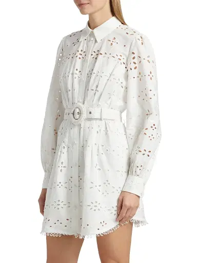 Hemant & Nandita Women's Adya Buckle Shirt Minidress - Off White | Thumbnail 4 Hemant & Nandita Women's Adya Buckle Shirt Minidress - Off White | Thumbnail 4