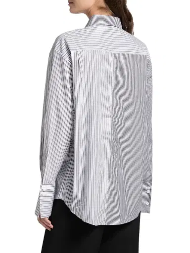 Ronny Kobo Women's Harly Striped Cotton Button-Front Shirt - Charcoal | Thumbnail 5 Ronny Kobo Women's Harly Striped Cotton Button-Front Shirt - Charcoal | Thumbnail 5