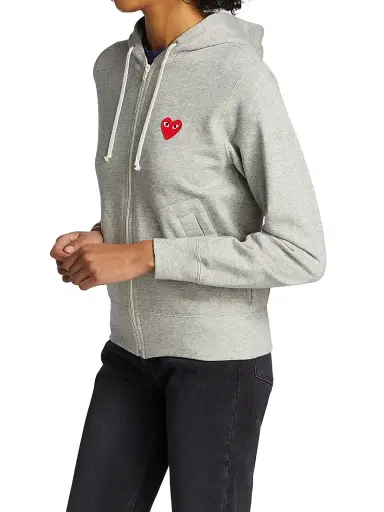 Comme des Garçons PLAY Women's Heart Back Zip Hoodie - Grey - Size Medium | Thumbnail 4 Comme des Garçons PLAY Women's Heart Back Zip Hoodie - Grey - Size Medium | Thumbnail 4